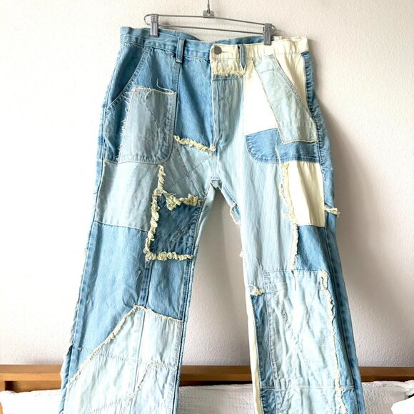 MNML patchwork denim jeans men's 34 inch waist - Picture 2 of 6